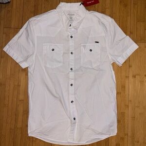 GUESS Men's Casual White Button Down Shirt-sz. XS